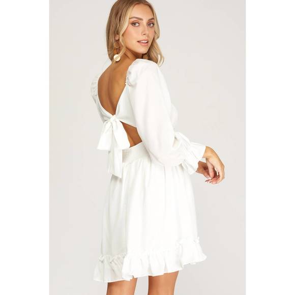 NEW SHE + SKY tiered mini dress in off white - Picture 3 of 3